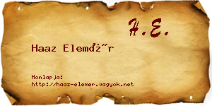 Haaz Elemér névjegykártya